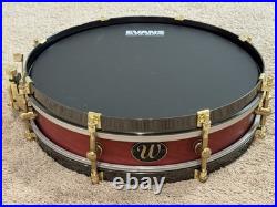 Weir 13x3 Cherry Piccolo Snare Drum With Black Hoops And Gold Hardware Drumset Weir 13x3 Cherry Piccolo Snare Drum With Black Hoops And Gold Hardware Drumset