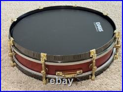 Weir 13x3 Cherry Piccolo Snare Drum With Black Hoops And Gold Hardware Drumset Weir 13x3 Cherry Piccolo Snare Drum With Black Hoops And Gold Hardware Drumset