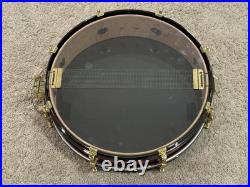 Weir 13x3 Cherry Piccolo Snare Drum With Black Hoops And Gold Hardware Drumset Weir 13x3 Cherry Piccolo Snare Drum With Black Hoops And Gold Hardware Drumset