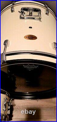 White Pearl Target Series 5 Piece Drum Set with Bags Covers Cases Remo Drumheads