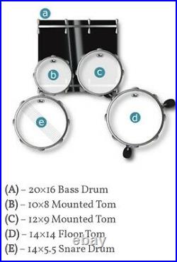 White Pearl Target Series 5 Piece Drum Set with Bags Covers Cases Remo Drumheads