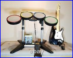 XBox 360 Rock Band 822149 Wired Drum Kit Set & Guitar & Game FREE SHIPPING