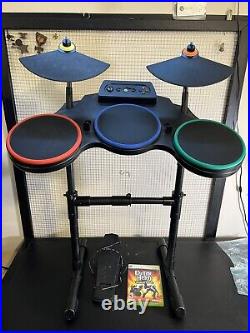 Xbox 360 Guitar Hero World Tour Drum Set Kit With Guitar, Kick Pedal, Game, Tested