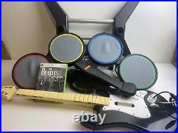 Xbox 360 Rock Band Drum Set BUNDLE Guitar Drums + Game