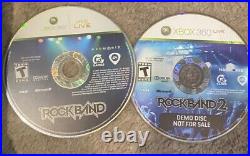 Xbox 360 Rock Band Drums 2 Guitars GAMES Complete Band BUNDLE Rockband Kit 1 USB