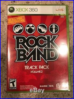 Xbox 360 Rock Band Full Bundle Drum Set Fender Guitar Bass Mic Games