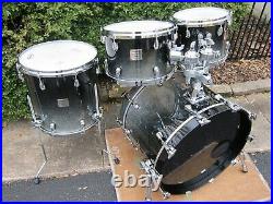 Yamaha Absolute Birch Nouveau Drum Set 10 12 14 20 With Bags Black Sparkle Fade