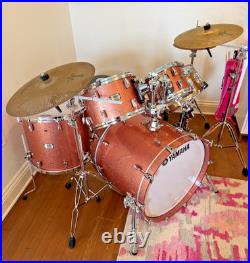 Yamaha Absolute Hybrid Maple Pink Champagne Sparkle Drum Set Snare & Cymbals