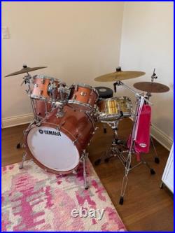 Yamaha Absolute Hybrid Maple Pink Champagne Sparkle Drum Set Snare & Cymbals
