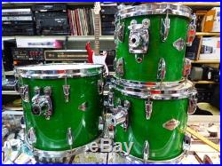 Yamaha Beech Custom 4 piece drum set Rare Lime Green Made In Japan + Bags