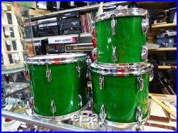 Yamaha Beech Custom 4 piece drum set Rare Lime Green Made In Japan + Bags