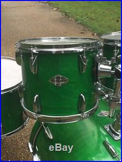 Yamaha Beech Custom 5 piece drum set Rare Lime Green Japan era