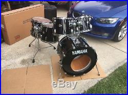 Yamaha Beech Custom Black 22-10-12-14-16 Drum Set- MIJ