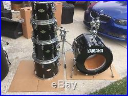 Yamaha Beech Custom Black 22-10-12-14-16 Drum Set- MIJ