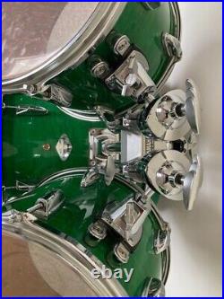 Yamaha Beech Custom Drum Set Green Lacquer Finish & Original Equipment