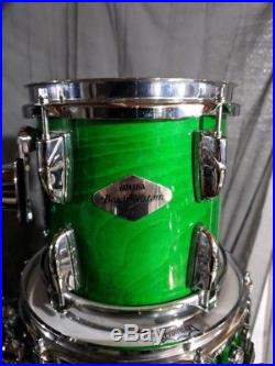 Yamaha Beech Custom Drum Set LIME GREEN ultra Rare 6 Pc JAPAN Made drums REVISED