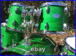 Yamaha Beech Custom Drum Set Lime Green 1998 Japan