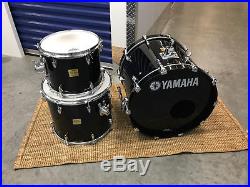 Yamaha Birch Custom Absolute 3pc Drum Set kit Black Finish with 20 Bass Drum