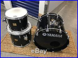 Yamaha Birch Custom Absolute 3pc Drum Set kit Black Finish with 20 Bass Drum