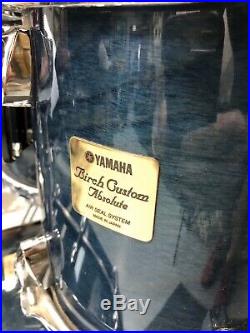 Yamaha Birch Custom Absolute 4pc Drum Set Sea Blue Lacquer