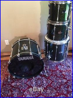 Yamaha Club Custom 4 Piece Drum Set, 12, 13, 16, 22, Midnight Black Sparkle