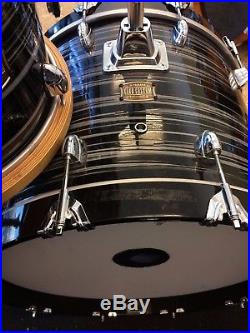 Yamaha Club Custom Drums Black Swirl 12 14 20 Two Sets of Hoops! Steel and Wood