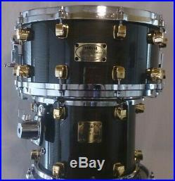 Yamaha Maple Custom 6 piece Drum Set Transparent Black with Humes and Berg Bags