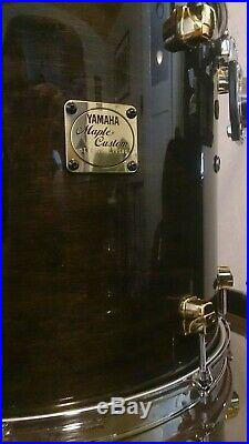 Yamaha Maple Custom 6 piece Drum Set Transparent Black with Humes and Berg Bags