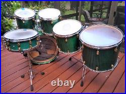 Yamaha Maple Custom Drumset, 6-Piece, Turquoise Maple, Excellent Condition