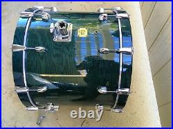 Yamaha Oak Custom 3 piece Drum Set, Forest Green Lacquer Wood Grain. Nice