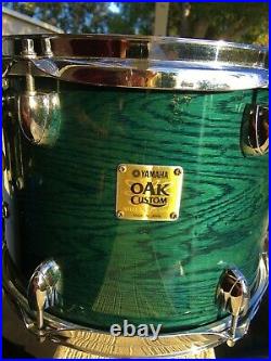 Yamaha Oak Custom 3 piece Drum Set, Forest Green Lacquer Wood Grain. Nice