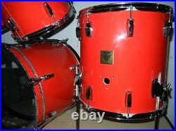 Yamaha Power V Shell Pack Red 80s 90s Vintage Drum Set Made in England