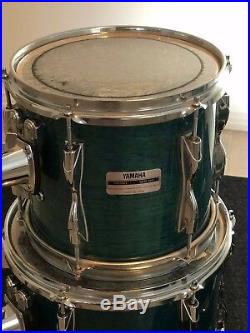 Yamaha Recording Custom 4 Piece Drum Set Deep Aqua 10,12,14,22 Japan Made