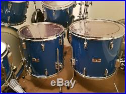 Yamaha Tour Custom Double Bass Drum Set. EXTRAORDINARY! Circa 1982 Cobalt Blue