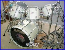 Yamaha recording custom drum set & cymbals 5 piece. White Pearl