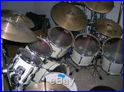 Yamaha recording custom drum set & cymbals 5 piece. White Pearl