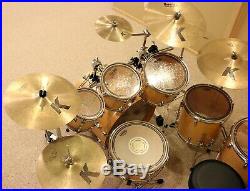 Yamaha stage custom 7 piece drum kit with 5 Zildjian K Dark Custom cymbal set